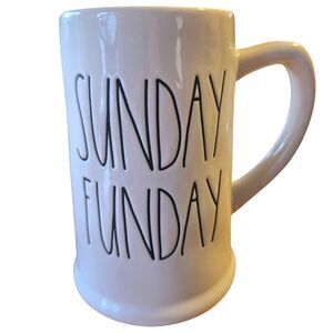 Rae Dunn Artisan Collection "Sunday Funday" Farm House White Ceramic Mug 20 Oz